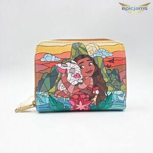 Loungefly Disney Moana & Friends Stained Glass Mini Zipper Wallet